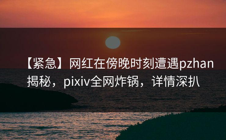 【紧急】网红在傍晚时刻遭遇pzhan揭秘，pixiv全网炸锅，详情深扒