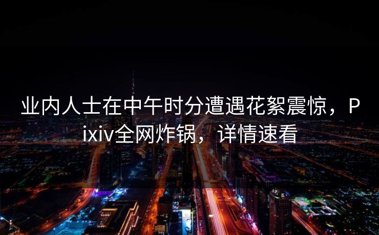 业内人士在中午时分遭遇花絮震惊，Pixiv全网炸锅，详情速看