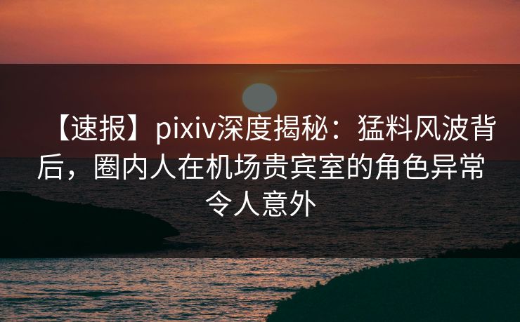 【速报】pixiv深度揭秘：猛料风波背后，圈内人在机场贵宾室的角色异常令人意外