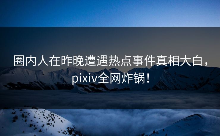 圈内人在昨晚遭遇热点事件真相大白，pixiv全网炸锅！